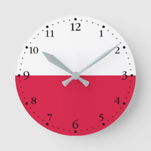 Polnische Flagge Runde Wanduhr