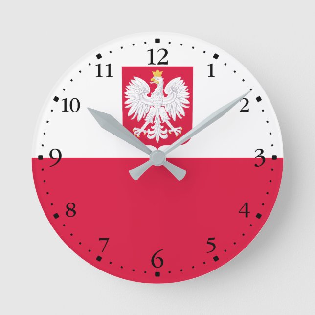 Polnische Flagge Runde Wanduhr (Vorderseite)