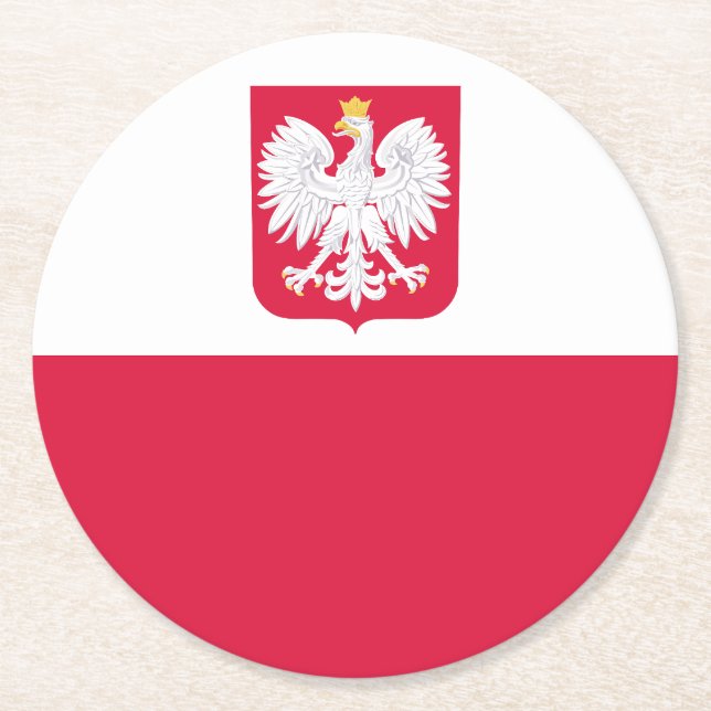 Polnische Flagge Runder Pappuntersetzer (Vorderseite)