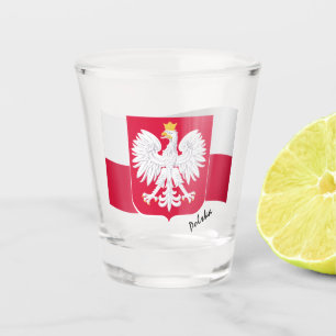 Polnische Flagge und polnisches Wappen / Party Schnapsglas