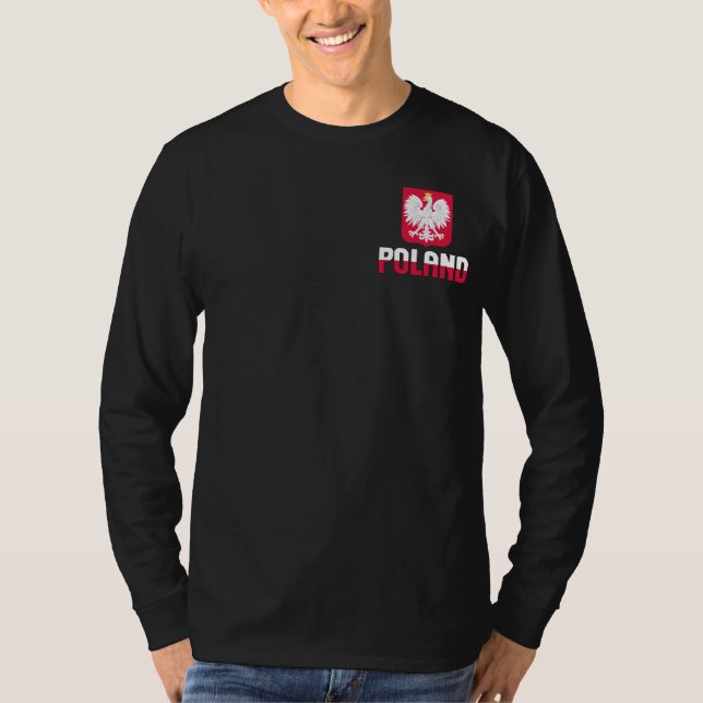 Polnische Flagge und Wappen Patriotisch T-Shirt (Vorderseite)