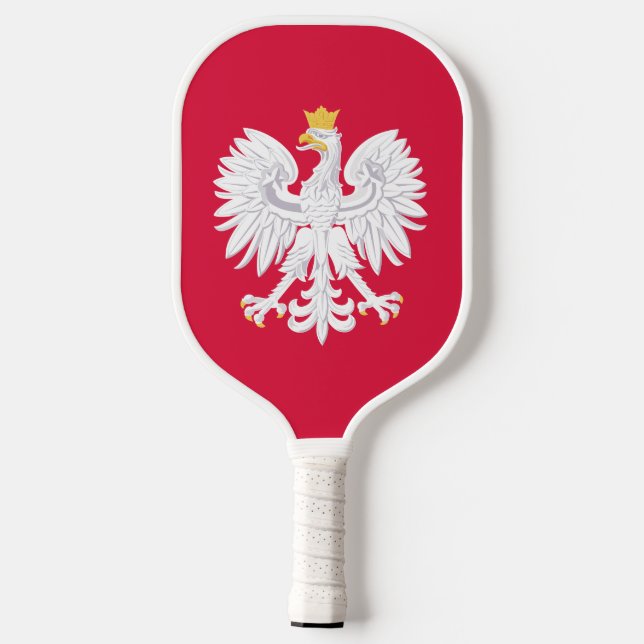 polnische Flagge | Wappen mit Initialen Pickleball Schläger (Rückseite)