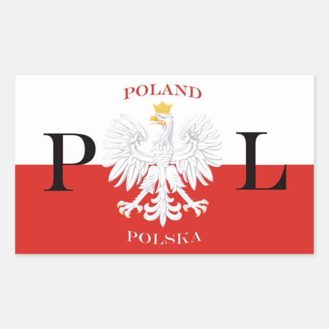 Polnische Flagge: Weißer Adler Polska Rechteckiger Aufkleber (Vorderseite)