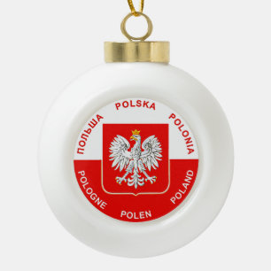 Polnische Flaggenfarben mit Keramik Kugel-Ornament