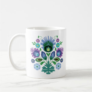 Polnische Folklore-Blume hellblau Kaffeetasse