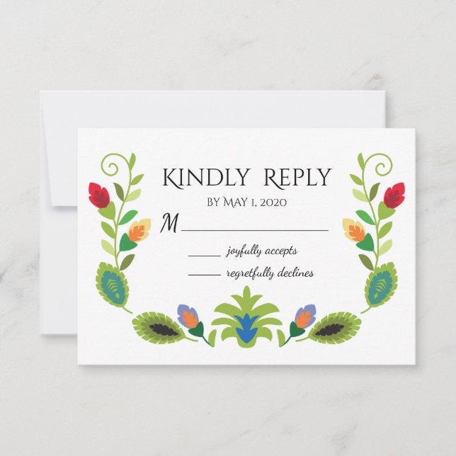 Polnische Folklore-Blume rot RSVP Karte (Vorderseite)