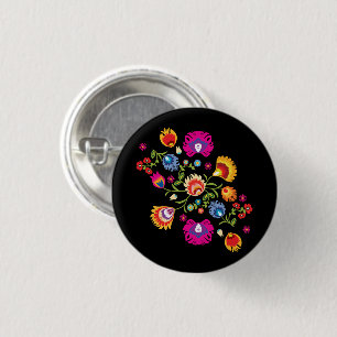 Polnische Folklore mit rosa Blume Button