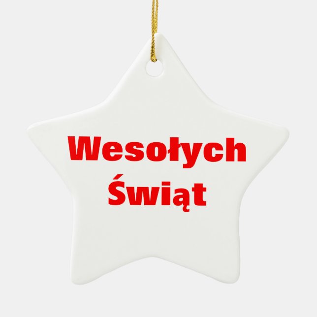 POLNISCHE FROHE WEIHNACHTEN KERAMIK ORNAMENT (Vorne)