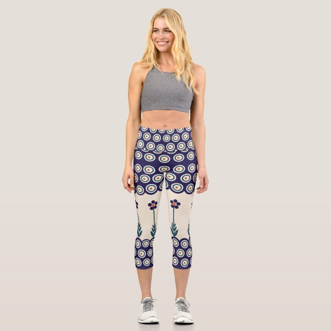 Polnische Gestaltung traditioneller Keramiken Capri Leggings (Vorderseite)