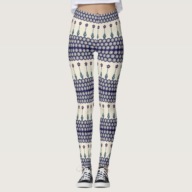 Polnische Gestaltung traditioneller Keramiken Leggings (Vorderseite)