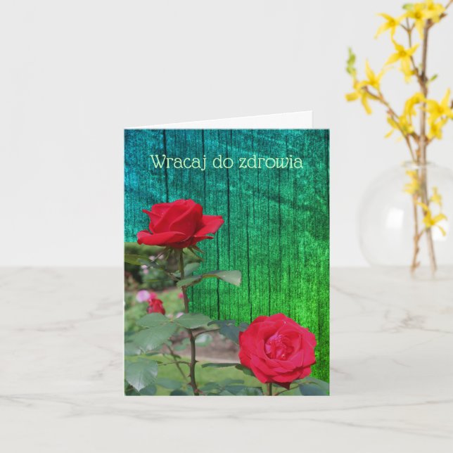 Polnische Get Well Rote Rose Blume Note Card Karte (Gelbe Blume)