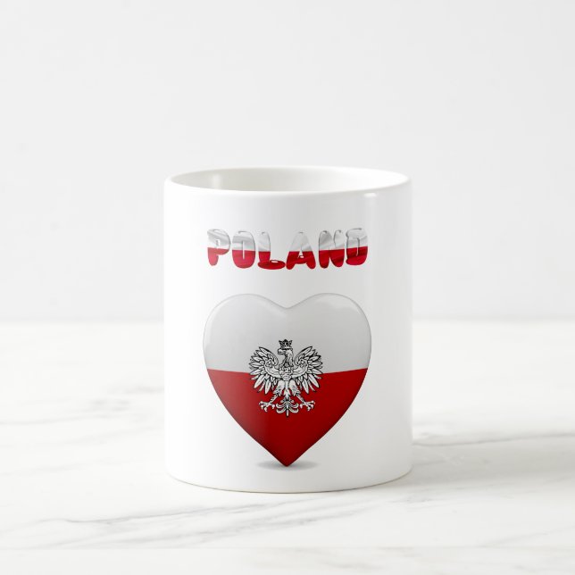 Polnische Herzflagge Tasse (Mittel)