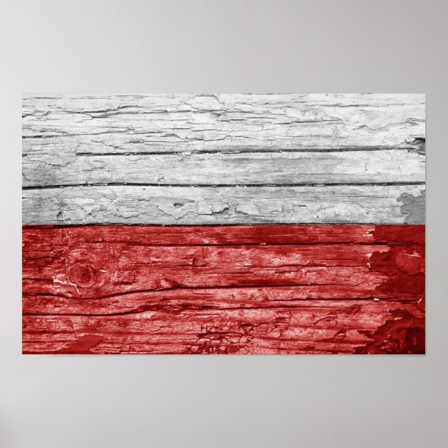 Polnische Holzflagge Poster (Vorne)