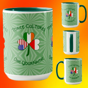 Polnische Irisch Amerikanische Flaggen Shamrock Pe Verwandlungstasse