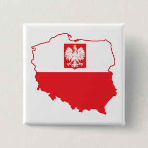 Polnische Karte in polnischen Farben Button