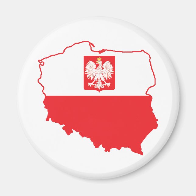 Polnische Karte in polnischen Farben Magnet (Vorne)