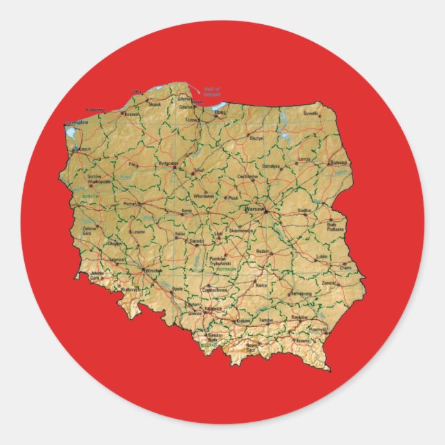 Polnische Karte Runder Aufkleber (Vorderseite)