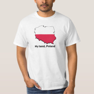 Polnische Karte und Flagge auf T - Shirt gedruckt