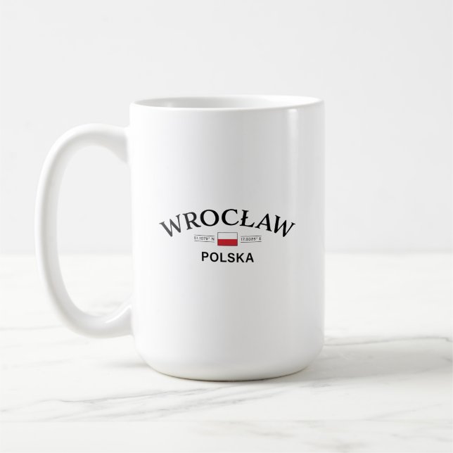 Polnische Koordinaten von Breslau Polska (Polen) Kaffeetasse (Links)