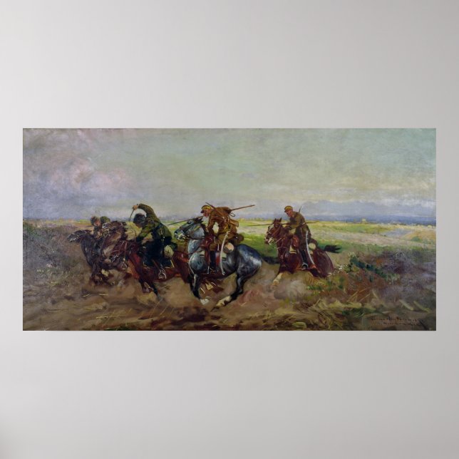 Polnische Lancer attackieren Russen, 1920 Poster (Vorne)