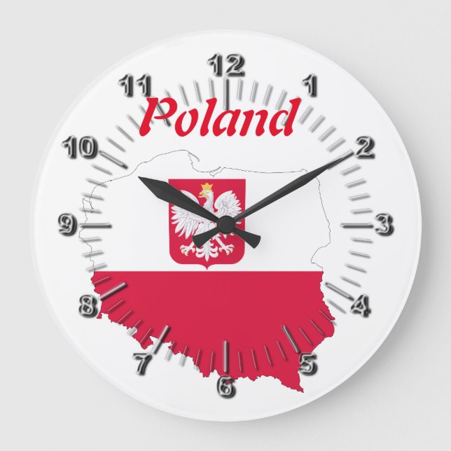 Polnische Landesflagge Große Wanduhr (Vorderseite)