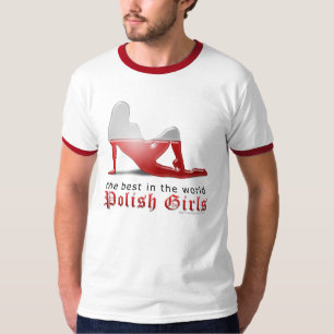 Polnische Mädchen-Silhouette-Flagge T-Shirt