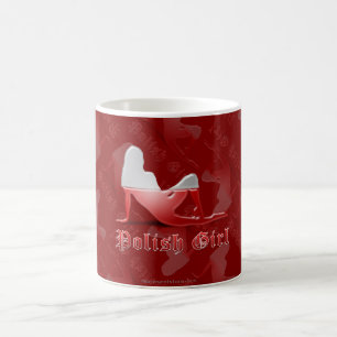 Polnische Mädchen-Silhouette-Flagge Tasse