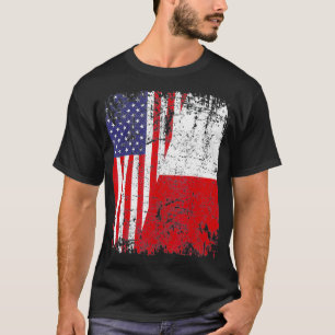 POLNISCHE ROOTS Halbamerikanische Flagge USA POLEN T-Shirt