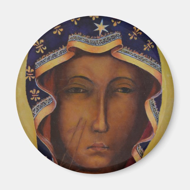 Polnische Schwarze Madonna mit Czestochowa Magnet (Vorne)