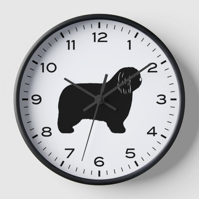 Polnische Silhouette Lowland Sheepdog Uhr (Vorderseite)