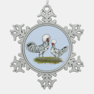 Polnische Spritzen-Hühner Schneeflocken Zinn-Ornament