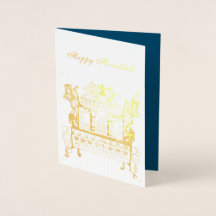 Polnische Synagoge Hanukkah Lamp Foil Card