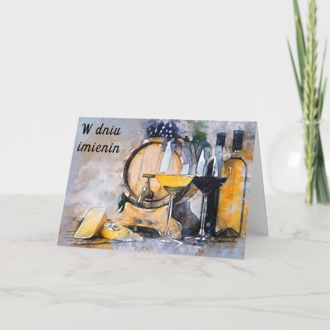 Polnische Tageskarte Imieniny Grußkarte Feiertagskarte (Vorderseite)