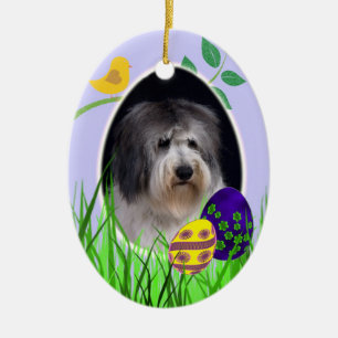 Polnische Tiefland-Schäferhund-Ostern-Verzierung Keramik Ornament