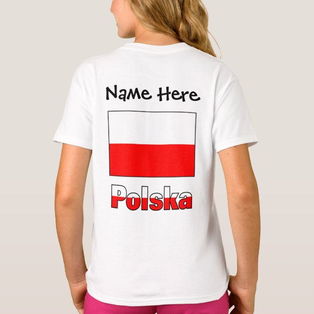 Polnische und polnische Flagge Personalisiert T-Shirt (Rückseite)