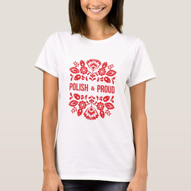 Polnische und polnische Rote Blume T-Shirt (Vorderseite)
