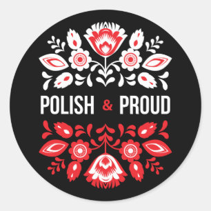 Polnische und stolz Blume Polen Polska Runder Aufkleber