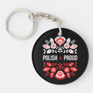Polnische und stolz Blume Polen Polska Schlüsselanhänger