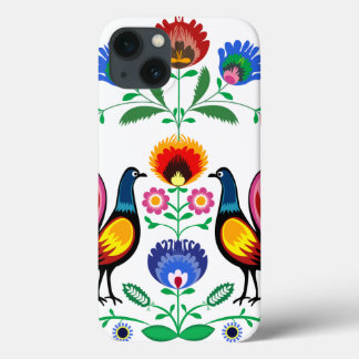 Polnische Völker mit dekorativem Blumen- u. jungen iPhone 13 Hülle