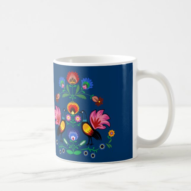 Polnische Völker mit dekorativem Blumen- u. jungen Kaffeetasse (Rechts)