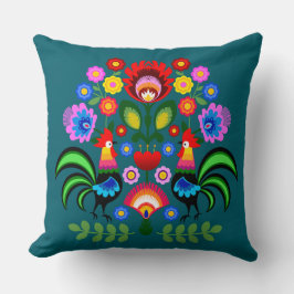 Polnische Volkskunst - Blumenstickermuster Kissen