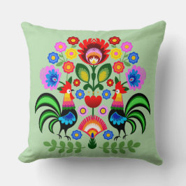 Polnische Volkskunst - Blumenstickermuster Kissen