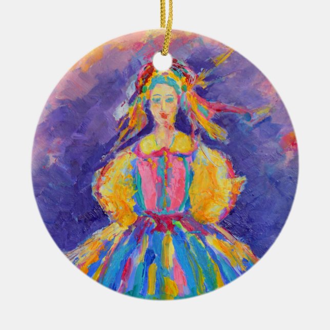 Polnische Volkskunst - Geschenk für Polen Keramik Ornament (Vorne)