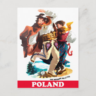 Polnische Volkstänzer, Reisen in alter Zeit Postkarte