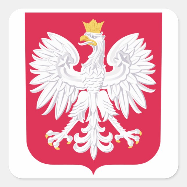 Polnische Wappen Quadratischer Aufkleber (Vorderseite)