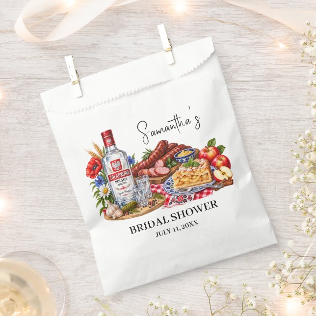 Polnische Würste Apfelkuchen Wodka Brautparty Geschenktütchen (Ausgeschnitten)