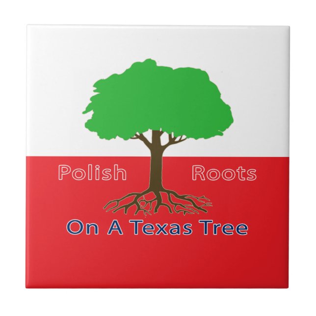 Polnische Wurzeln auf einem Texasbaum Fliese (Vorderseite)