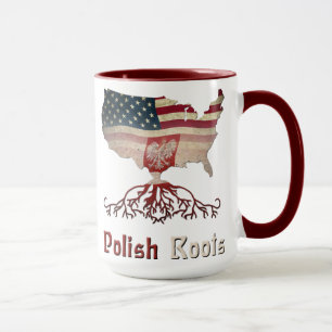 Polnische Wurzeln, polnische amerikanische Flaggen Tasse
