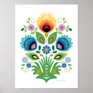 Polnische Wycinanki Frühlingsblumen Poster