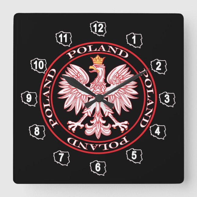Polnischer Adler in der roten Wall-Uhr Große Wanduhr (Vorderseite)